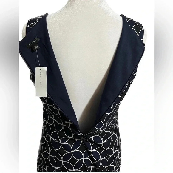 NWT Ann Taylor sleeveless navy/black circle pattern dress size 2 - Picture 6 of 9